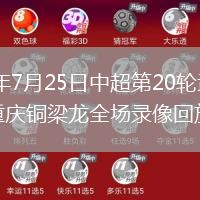 2026年7月25日中超第20轮武汉三镇vs重庆铜梁龙全场录像回放